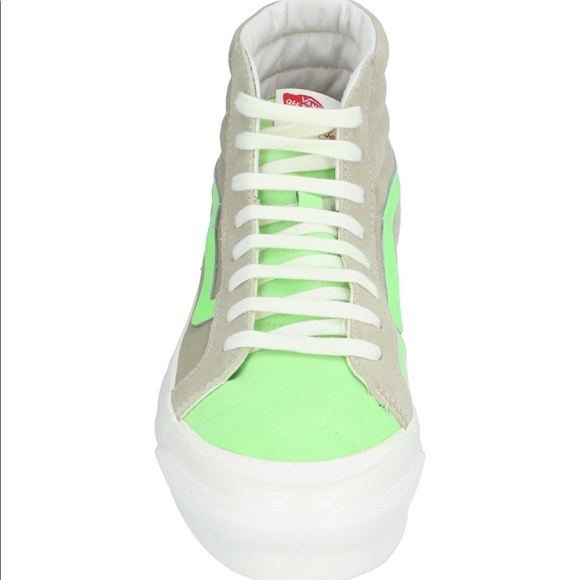 VANS Neon Green & Beige High Top Skater Sneaker - Picture 2 of 8